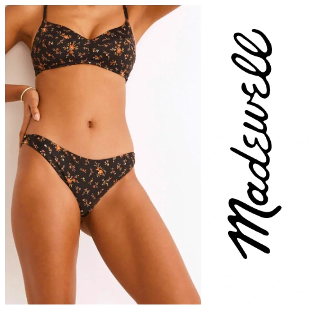 Madewell Bikini Bottom Swim Second Wave Classic Cheeky In Fresh Sprigs Floral M